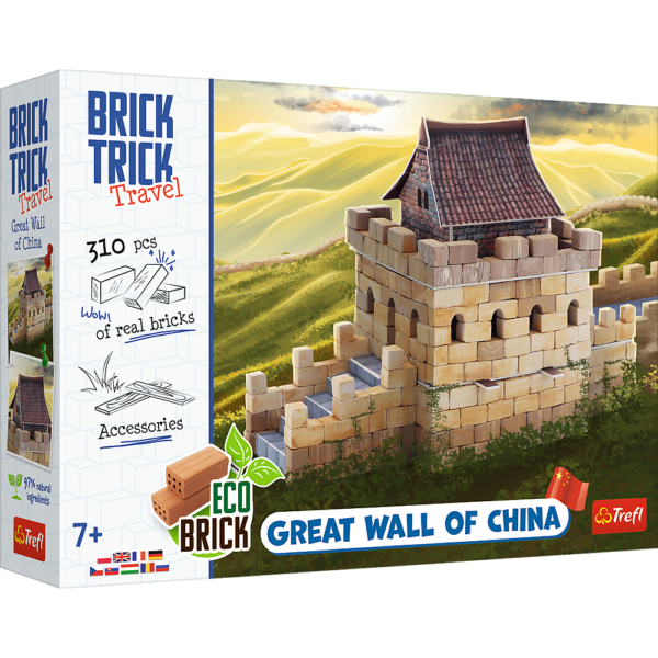 trefl brick trick buduj z cegły podróże wielki mur chiński 61609, zabawki Nino Bochnia, pomysł na prezent dla 8 latka, zestaw do budowania z cegły , prawdziwe cegły