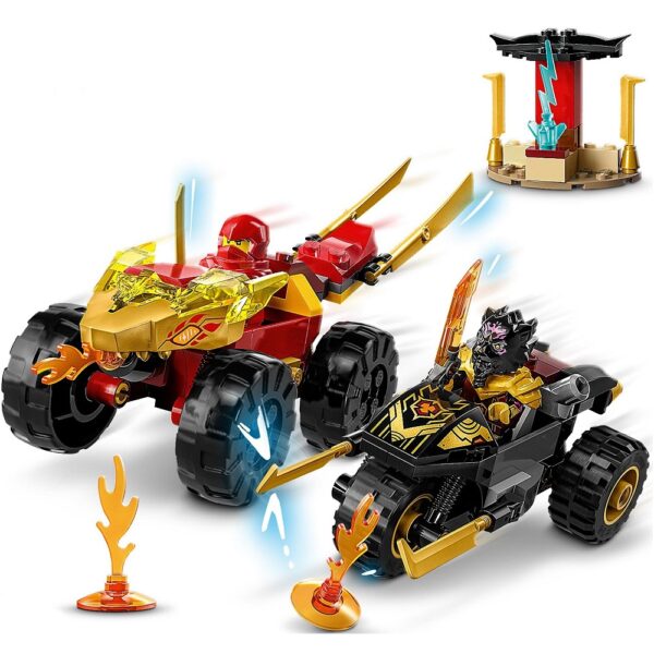 Klocki Lego Ninjago 71789 Bitwa samochodowo motocyklowa między Kaiem a Rasem, zabawki Nino Bochnia, pomysł na prezent dla 4 latka, nowości lego ninjago czerwiec 2023, lego ninjago 71789