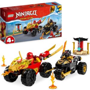 Klocki Lego Ninjago 71789 Bitwa samochodowo motocyklowa między Kaiem a Rasem, zabawki Nino Bochnia, pomysł na prezent dla 4 latka, nowości lego ninjago czerwiec 2023, lego ninjago 71789