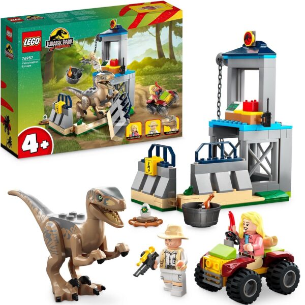 klocki lego Jurassic World 76957 Ucieczka welociraptora, zabawki Nino Bochnia, pomysł na prezent dla 4 latka, lego dinozaury, lego jurassic world