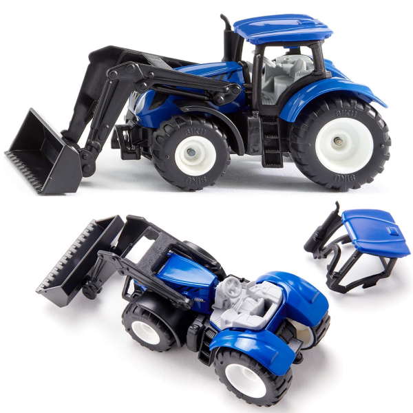 siku 1396 traktor new holland z podnośnikiem, zabawki Nino Bochnia, traktor z podnośnikiem, metalowy traktor do ręki, zabawkowy traktor