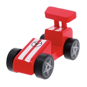 Trefl zabawka drewniana samochodzik czerwona wyścigówka 61693, zabawki Nino Bochnia, drewniany samochodzik wyścigowy, czerwona wyścigówka