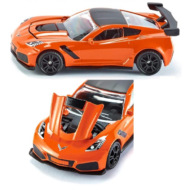 siku 1534 samochód chevrolet corvette zr1, zabawki Nino Bochnia, pomysł na prezent dla 4 latka, metalowy samochodzik, pomarańczowy chevrolet corvette