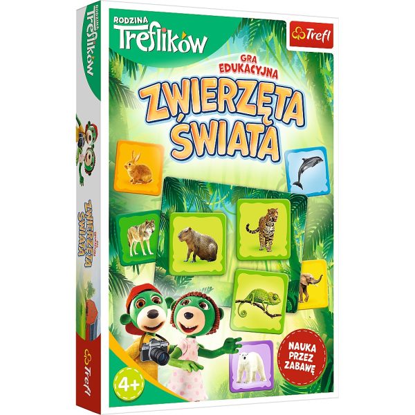 trefl gra zwierzęta świata rodzina treflików 02337, zabawki Nino Bochnia, gra o zwierzętach dla dzieci