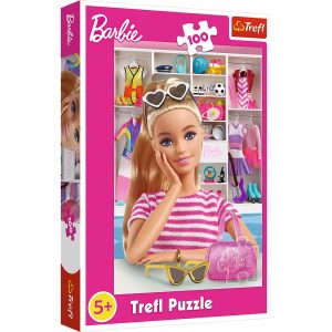 trefl puzzle 100 el poznaj barbie 16458, zabawki Nino Bochnia, pomysł na prezent dla 5 latki, puzzle z Barbie