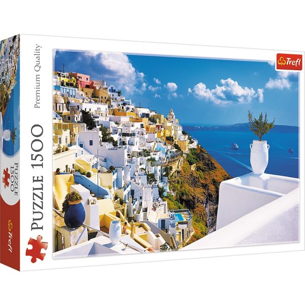 trefl puzzle 1500 el santorini grecja 26119, zabawki Nino Bochnia, puzzle 1500 elementów z santorini