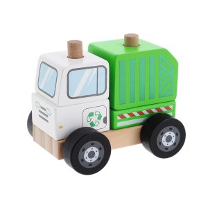 trefl zabawka drewniana autko śmieciarka 61764, zabawki Nino Bochnia, pomysł na prezent dla 2 latka, drewniana śmieciarka samochodzik