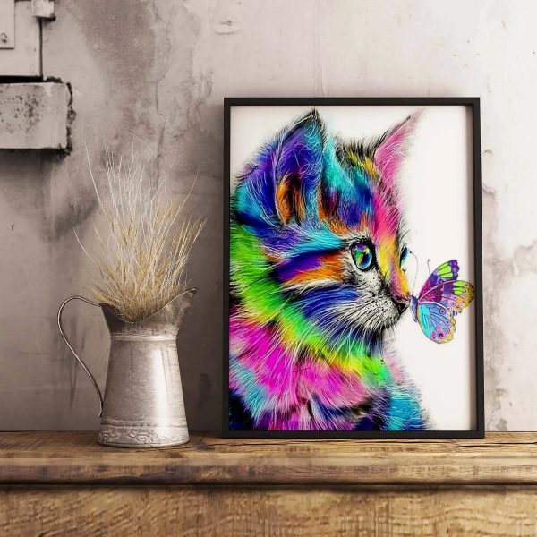 malowanie po numerach kolorowy kotek z motylkiem, zabawki Nino Bochnia, obraz do malowania na płótnie