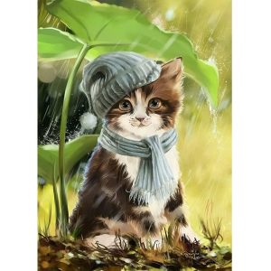malowanie po numerach kotek w czapce, zabawki Nino Bochnia, obraz do malowania na płótnie