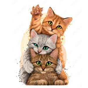malowanie po numerach trzy koty, zabawki Nino Bochnia, obraz do malowania na płótnie
