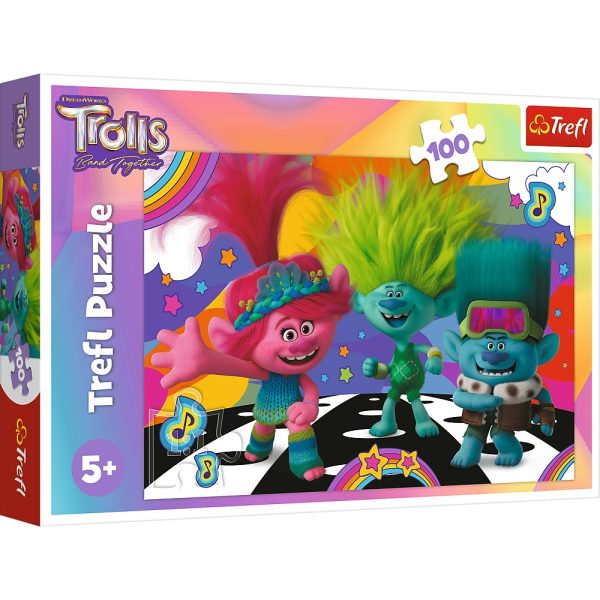 trefl puzzle 100 el trolls zabawne trolle 16461, zabawki Nino Bochnia, puzzle dla 4 latki, puzzle z trollami