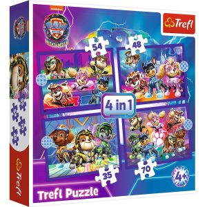 trefl puzzle 4w1 psi patrol bohaterowie na ratunek 34621, zabawki nino Bochnia, puzzle dla 4 latka, puzzle psi patrol wielki film