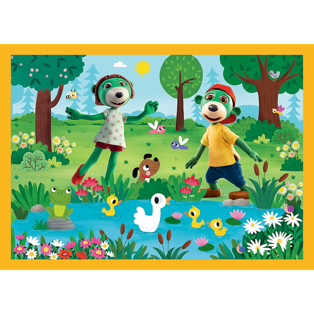 Trefl Puzzle Per Bambini 4+ Anni - 4 Set Da 35 A 70 Pezzi - La Famiglia Trefliki: Buona Notte