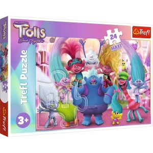 trefl puzzle maxi 24 el trolls w świecie trolli 14359, zabawki Nino Bochnia, puzzle maxi elementy dla 3 latki, puzzle z trollami