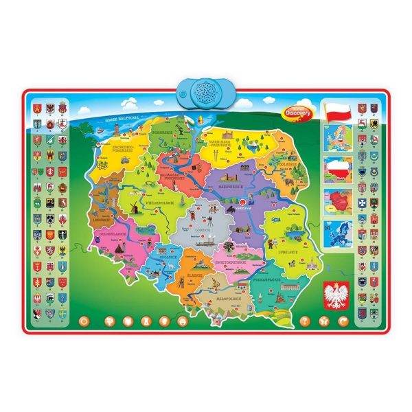 Dumel discovery interaktywna mapa polski dd61171, zabawki Nino Bochnia, pomysł na prezent dla 7 latka, interaktywna edukacyjna mapa dla dzieci, mapa polski do nauki, quizy o Polsce
