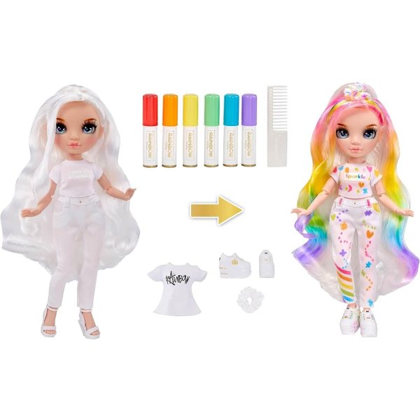 MGA Lalka Rainbow High color create lalka z niebieskimi oczami 594123, zabawki Nino Bochnia, lalka rainbow high do kolorowania pisakami, koloruj i zmyj lalkę
