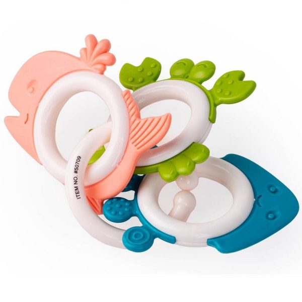 dumel discovery gryzaczkowe trio wodne zwierzęta gryzak uspakajający tf50709, zabawki Nino Bochnia, pomysł na prezent dla noworodka, grzechotka gryzak dla maluszka