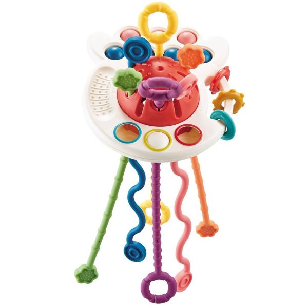 dumel discovery ośmiornica kolorowe linki zabawka sensoryczna tf50655, zabawki Nino Bochnia, pomysł na prezent na roczek, zabawka sensoryczna montessori, gryzak silikonowy, grzechotka sensoryczna dla maluszka