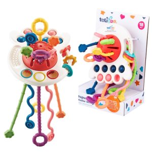 dumel discovery ośmiornica kolorowe linki zabawka sensoryczna tf50655, zabawki Nino Bochnia, pomysł na prezent na roczek, zabawka sensoryczna montessori, gryzak silikonowy, grzechotka sensoryczna dla maluszka
