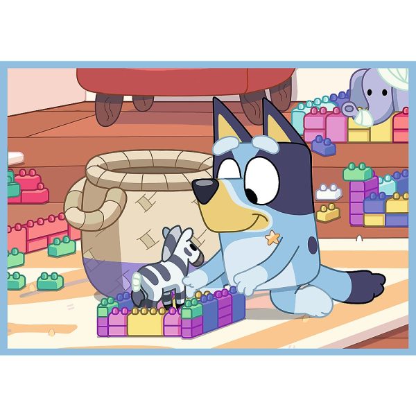 trefl puzzle 3w1 bluey i jego świat 34637, zabawki Nino Bochnia, puzzle trefl, puzzle dla 3 latka, puzzle z Bluey, puzzle z pieskiem