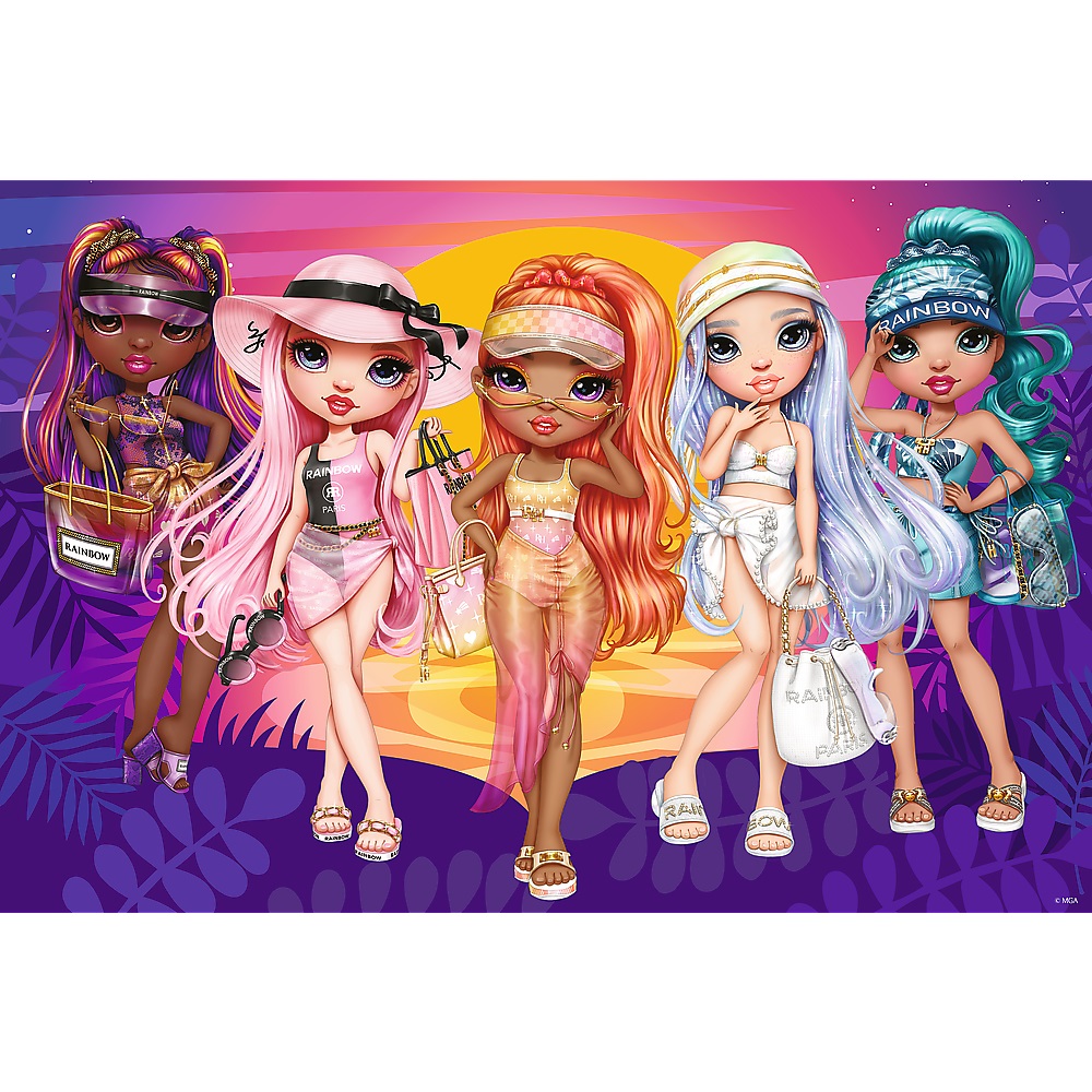 trefl puzzle brokatowe glitter w kuferku 70 el brokatowe laleczki 53020, zabawki nino Bochnia, pomysł na prezent dla 4 latki, puzzle z brokatem dla dziewczynki