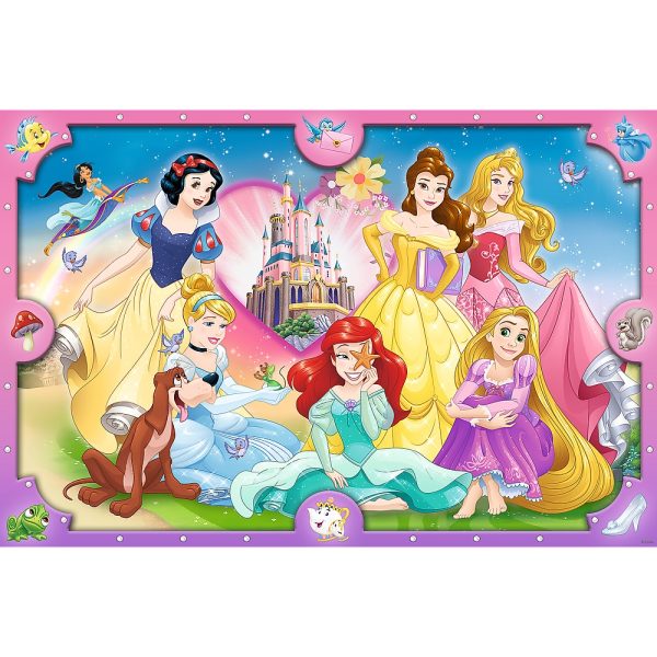 trefl puzzle super shape xl 160 el disney princess różowy świat księżniczek 50025, zabawki nino Bochnia, puzzle 160 el disney princess, puzzle o różnych kształtach