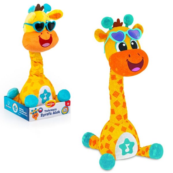 dumel discovery interaktywny pluszak tańcząca żyrafa alek DD51161, zabawki Nino Bochnia, super żyrafa tańczy i rusza się, tańczący pluszak