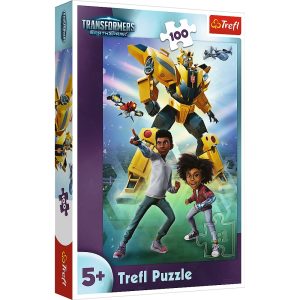 trefl puzzle 100 el drużyna transformers 16457, zabawki Nino Bochnia, puzzle transformers dla 5 latka