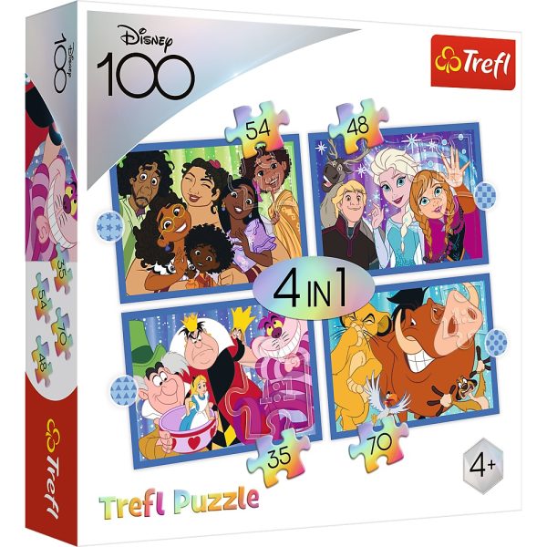 trefl puzzle 4w1 disney wesoły świat disneya 34618, zabawki nino Bochnia, pomysł na prezent dla 4 letniego dziecka, puzzle disney, puzzle 4 obrazki