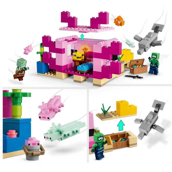 Klocki lego Minecraft 21247 Dom aksolotla, zabawki Nino Bochnia, klocki lego minecraft 21247, dom aksolotla z lego, pomysł na prezent dla 8 latka