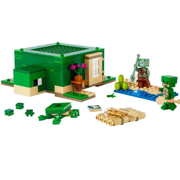 Klocki lego Minecraft 21254 Domek na plaży żółwi, zabawki Nino Bochnia, nowości lego minecraft styczeń 2024