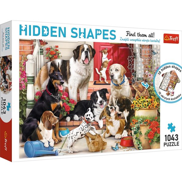 trefl puzzle 1043 el hidden shapes psia zabawa 10675, zabawki Nino Bochnia, pomysł na prezent dla 12 latka, puzzle psami