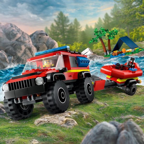 Klocki Lego city 60412 Terenowy wóz strażacki z łodzią ratunkową, zabawki Nino Bochnia, nowość lego city styczeń 2024, lego city straż pożarna