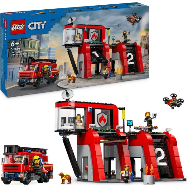 Klocki lego city 60414 Remiza strażacka z wozem strażackim, zabawki Nino Bochnia, pomysł na prezent dla 5 latka. lego ze strażą pożarną , nowości lego city styczeń 2024
