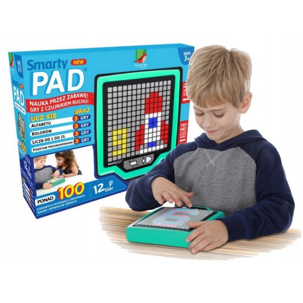 tm toys edukacyjny tablet smarty pad, zabawki Nino Bochnia, pomysł na prezent dla 3 latka, tablet uczy literek i cyferek, tablet gry, podstawy programowania dla dzieci
