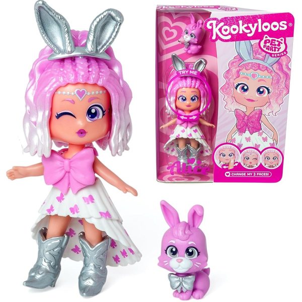 Magicbox Kookyloos Pets Party laleczka Alice z króliczkiem, zabawki nino Bochnia, laleczka zmieniająca wyraz twarzy