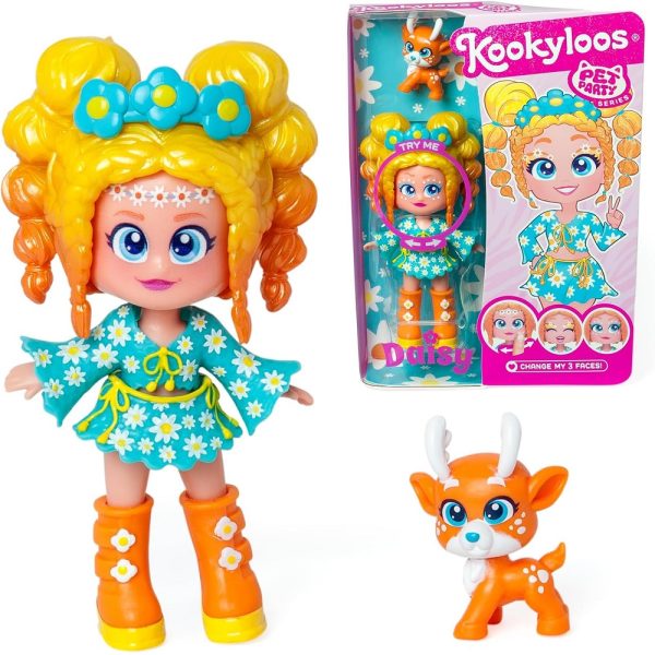 Magicbox Kookyloos Pets Party laleczka Daisy z jelonkiem, zabawki Nino Bochnia, laleczka zmieniająca wyraz twarzy