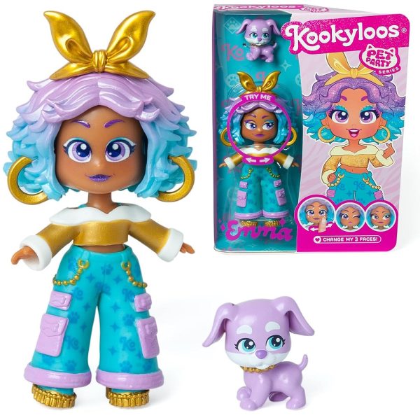 Magicbox Kookyloos Pets Party laleczka Emma z pieskiem, zabawki Nino Bochnia, laleczka zmieniająca wyraz twarzy