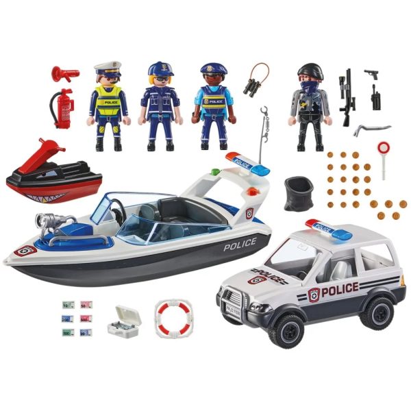 Playmobil city action 71570 pościg policyjny na wodzie, zabawki Nino Bochnia, pomysł na prezent dla 6 latka, playmobil policja z łódką
