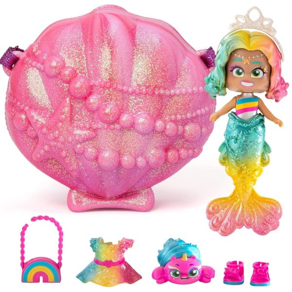 magicbox kookyloos mermaids syrenka coral z muszlą, zabawki Nino Bochnia, pomysł na prezent dla 5 latki, laleczka syrenka zmieniająca wyraz twarzy , laleczka z torebeczką