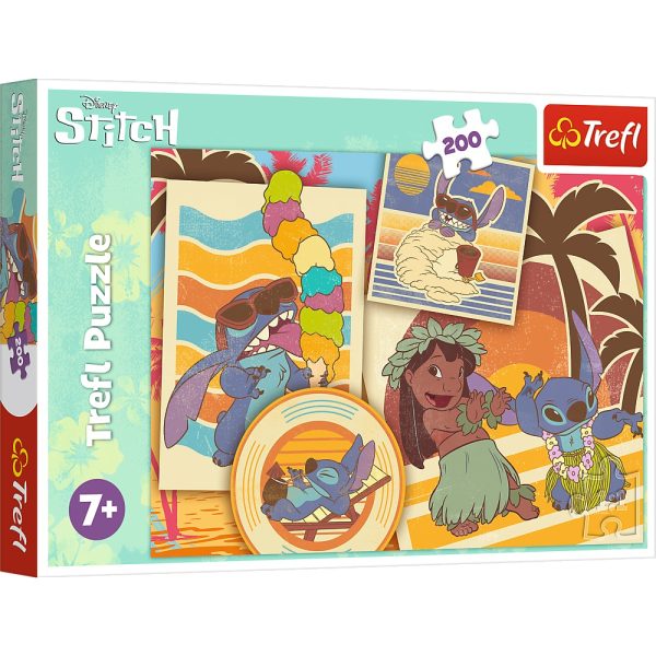 trefl puzzle 200 el Lilo i Stitch Muzyczny świat Lilo i Stitch 13304, zabawki Nino Bochnia, Pomysł na prezent dla 7 latka, puzzle z bajki Lilo i Stitch