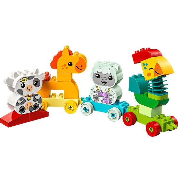Klocki Lego Duplo 10412 Pociąg ze zwierzątkami, zabawki Nino Bochnia, pomysł na prezent dla 2 latka, pociąg ciągnący zwierzątka z klocków lego duplo