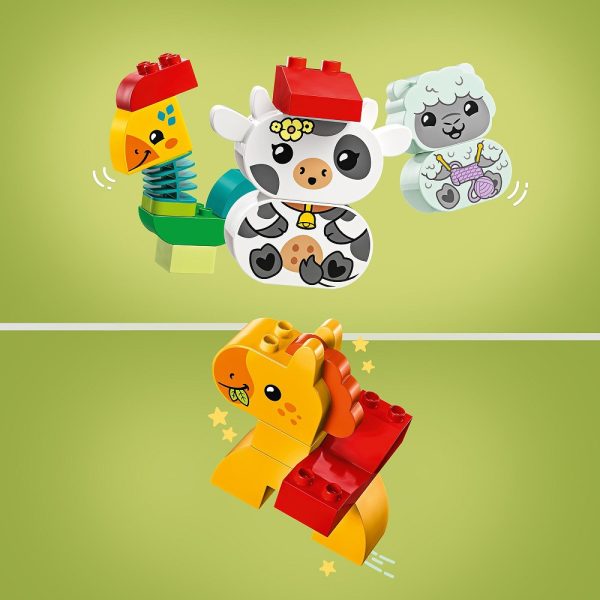Klocki Lego Duplo 10412 Pociąg ze zwierzątkami, zabawki Nino Bochnia, pomysł na prezent dla 2 latka, pociąg ciągnący zwierzątka z klocków lego duplo