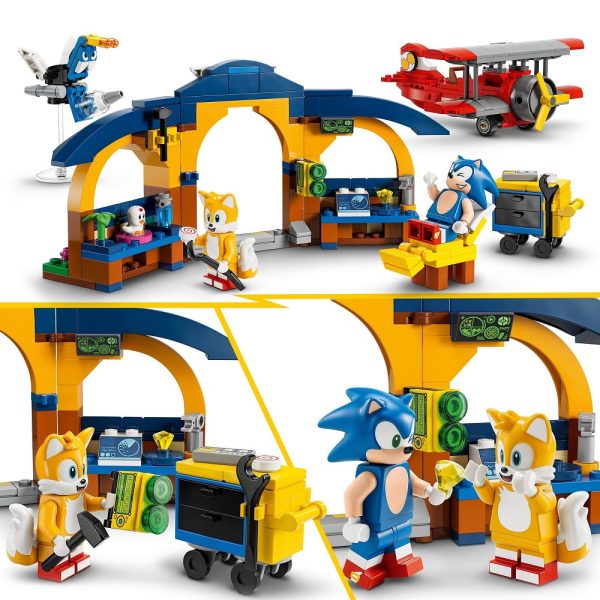 Klocki Lego Sonic the Hedgehog 76991 Tails z warsztatem i samolot Tornado, zabawki Nino Bochnia, pomysł na prezent dla 6 latka, lego z sonikiem