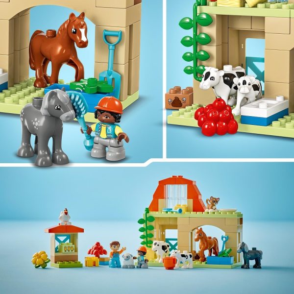 Klocki lego duplo 10416 Opieka nad zwierzętami na farmie, zabawki Nino Bochnia, pomysł na prezent dla 3 latki, fajny prezent dla małego miłośnika koników, stadnina ze zwierzątkami i konikami z lego duplo