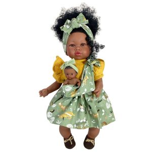 Nines d'onil lalka hiszpańska z dzieckiem maria con bebe 4400, zabawki Nino Bochnia, oryginalna hiszpańska lalka murzynka z bobaskiem, piękna afro murzynka lalka bobas