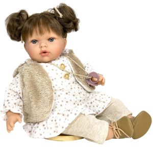 Nines d'onil lalka hiszpańska z dźwiękiem Tita Muselin 45 cm 4231, zabawki Nino Bochnia, pomysł na prezent dla 5 latki, co kupić dziewczynce na 54 urodziny, lalka hiszpańska jak prawdziwa, lalka mówi po polsku, lalka pachnąca budyniem waniliowym, lalka ręcznie robiona