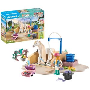 Playmobil Horses of waterfall 71354 Isabella i klacz Lioness z myjnią dla koni, zabawki Nino Bochnia, zestaw playmobil z konikami, zabawki konik do czesania playmobil