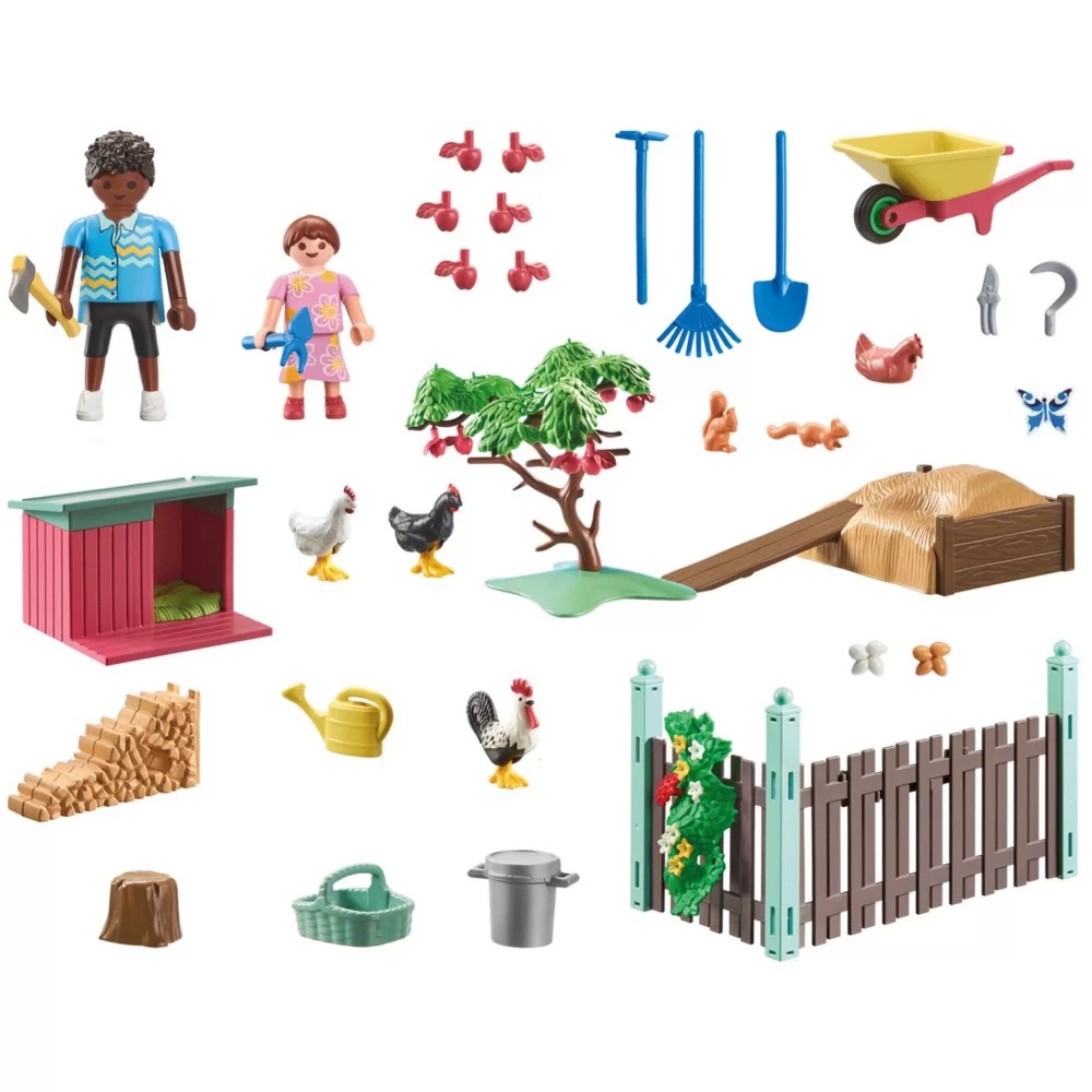 Playmobil My Life 71510 Mała kurza ferma w ogródku Tiny House, zabawki Nino Bochnia, pomysł na prezent dla 5 latki, fajna zabawka z kurami
