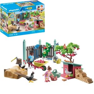 Playmobil My Life 71510 Mała kurza ferma w ogródku Tiny House, zabawki Nino Bochnia, pomysł na prezent dla 5 latki, fajna zabawka z kurami i kurnikiem